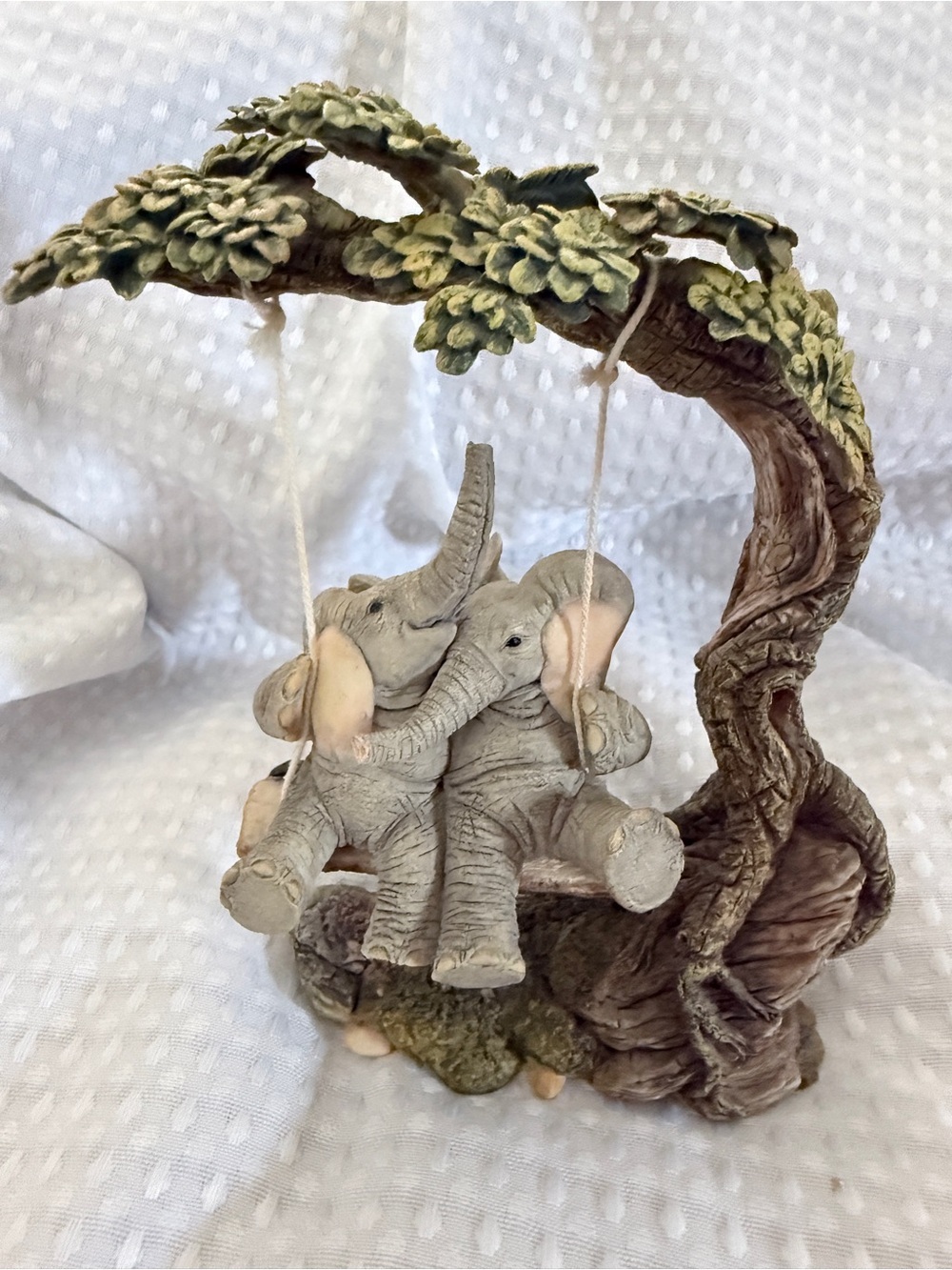 Vintage Country Artists Figurine Two and Fro Elephants on Swing Tree CA91288